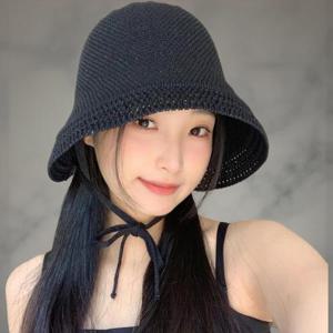 [옷자락]여성 짜임 스트랩 버킷햇 벙거리 니트 모자