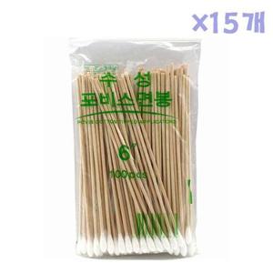 수성 단면면봉 15cm 100EA X 15개 나무 긴면봉 대용량 (W57856E)