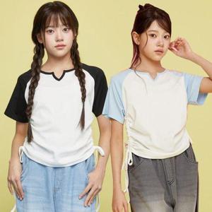 [모데쯔]주니어 여름 나그랑 셔링 반팔티 등교 10대 초등여아 데일리