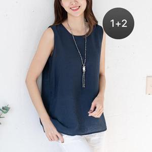 [1+1+1] 인견 민소매(나시) 솔리드 블라우스 빅사이즈 엄마옷 3종세트