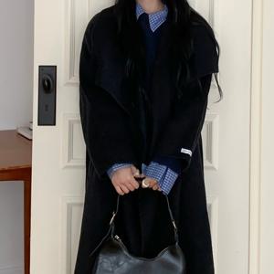 (핸드메이드)채뉴스 울 페미닌 빅카라 롱 코트
