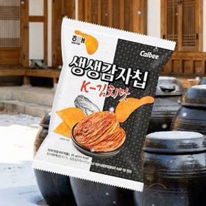 [해태] [55g x 16봉] 생생감자칩 매콤한 김치맛 스낵 (소비기한: 2026년 08월 24일까지)