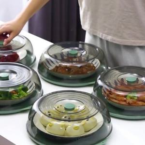 투명 pet 원형 음식덮개 먼지차단 보온 푸드커버 받침 3개 세트