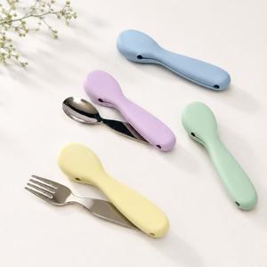 미니 수저케이스 캠핑수저 실리콘 휴대용 수저세트 무소음 도시락 올스텐 어린이 열탕소독
