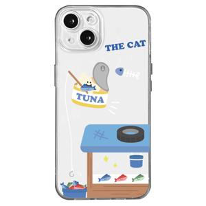생선 낚시 고양이 캐릭터 투명 TPU 전기종 풀커버 휴대폰 케이스