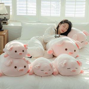 안고자는 돼지 인형 - 실눈 돼지