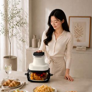 비스트로 에어프라이어 올인원 분리형 글라스 내열유리 대용량 4L+4L 듀얼바스켓