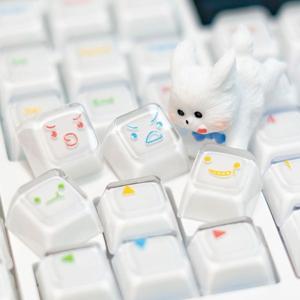 PBT 이중사출 키보드 커스텀 무지개팝 크리스탈 투명 키캡 122키