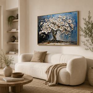 풍경화 풍수 인테리어 목련 목단꽃 모란 그림 개업 집들이 선물 80x60cm A1