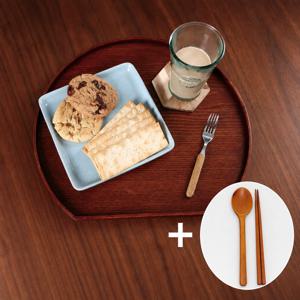 옻칠 감성 반달 트레이 쟁반 + 사은품 수저세트