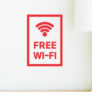 직사각심플 free wifi 와이파이표시 안내 레터링 스티커