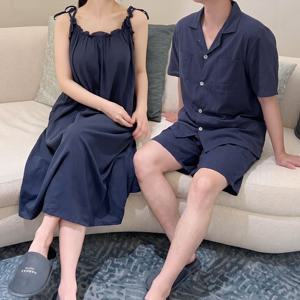 브라캡 내장 도비면 소재 여름 잠옷 커플잠옷 시원한 파자마