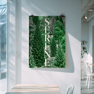 serene forest - 북유럽 숲 레트로감성 인테리어 포스터