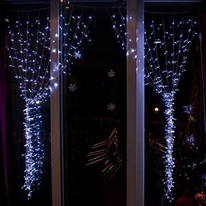 크리스마스 커튼 전구 LED 연결형 400P 롱 투명선 24V 190cm 3colors