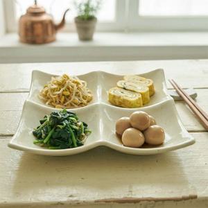 유광 파스텔 오트밀 사절판 (가로 19 cm) 찬기 그릇 식기 사구찬기 사각찬기 반찬접시