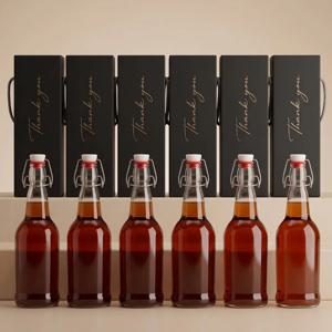 스윙락캡 위스키 유리병 350ml + 은박 땡큐 선물상자 3호 6P 세트