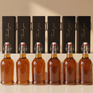 스윙락캡 위스키 유리병 1000ml + 은박 땡큐 선물상자 5호 6P 세트