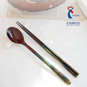 대한민국 우수공예품 선정 하이엔드 은하수 옻칠 나무 수저세트 5colors