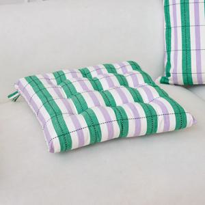 에코블렌드 코튼 체크 사각 방석 라벤더그린 40x40