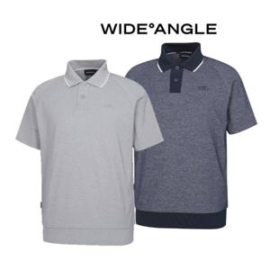 (신세계하남점)와이드앵글[WMM24251GH]남성 CO RE:COTTON 블루종 폴로 티셔츠 남성골프티셔츠