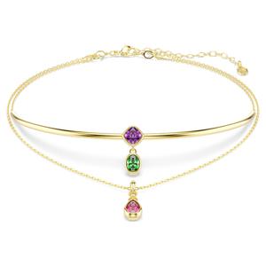 Imber 레이어링 네크리스, 믹스 컷, 멀티컬러, 18K 골드 피니시