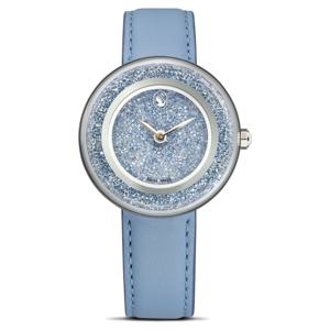 Crystalline lustre 워치, 스위스 메이드, 레더 스트랩, 블루, 스테인리스 스틸