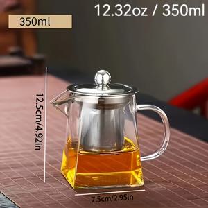 TEMU 1개 12.32Oz/19.36Oz/26.40Oz/33.44Oz 우아한 유리 찻잔, 간편한 원버튼 필터 - 잎차에 적합, 찻잎 애호가를 위한 이상적인 선물, 필터티, 가정용