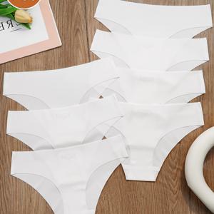 TEMU 여성용 미드 웨이스트 심리스 팬티 7개 팩, 부채꼴 엣지 디자인, 통기성 좋은 경량 스트레치 노쇼 언더웨어