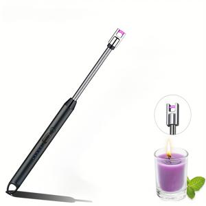 TEMU USB 충전식 아크 라이터, 360도 회전 유연한 목, 무화염 방풍 회전 - 캔들, 바베큐, 캠핑에 완벽 | 긴 수명 170mAh 리튬 폴리머 배터리, 빠른 점화 기능의 컴팩트 주방 가젯
