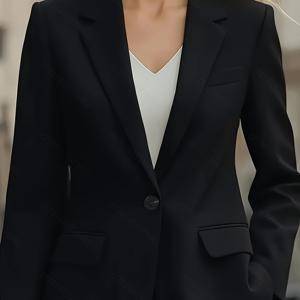 TEMU 세련된 여성용 우아한 정장 재킷 패셔너블 봄 재킷 출퇴근복 다용도 실제 포켓 싱글 버튼 긴소매 가디건 신상 캐주얼 정장 재킷