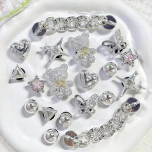 TEMU 별 나비 리본 하트 꽃 화려한 로리타 스타일 우아한 ABS 플라스틱(ABS 수지) 비대칭/불규칙 DIY 신발 장식 18개/20개, 학교, 결혼식, 파티, 해변, 일상용, 슬리퍼, 샌들, 스니커즈 및 기타 다양한 신발에 적합