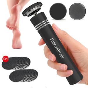 TEMU Followbreak 휴대용 전동 발 각질 제거기, 2단 속도 조절, 1200mAh 대용량 배터리 - 오래 지속, 교체용 헤드 2개 및 사포 20개 포함, 충전식 디자인, 발 피부 광택 및 매끄러움에 적합