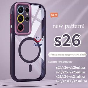 TEMU 휴대폰 케이스 - 휴대폰 케이스: 스마일 얼굴 갤럭시 S26/S6 울트라/S6 플러스에 적합한 낙하 방지 투명 마그네틱 휴대폰 케이스, 창의적인 만화 패턴 디자인, 고급 풀커버 렌즈, 하드 케이스 보호 커버