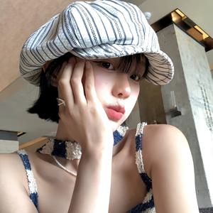 TEMU 여성용 레트로 주름 베레모, 봄 여름용, 니치, 비대칭 큰 머리 둘레, 작은 얼굴, 소프트햇