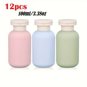 12개 멀티컬러 100ml 액체 디스펜서 병 - 재사용 가능한 액체 용기, 바디워시, 로션, 샴푸에 적합 - 여행, 욕실, 집 정리 및 스타일에 필수 아이템
