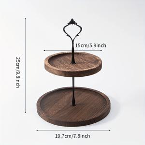 TEMU 1개, 2/3단 컵케이크 스탠드, 나무 계층 트레이 디스플레이 스탠드, 소박한 농가 장식, 결혼식, 생일 파티, 기념일, 크리스마스 추수감사절 할로윈용