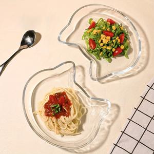 TEMU 2개 세트 두꺼운 내열 가정용 유리 접시, 전자레인지 가정 식당 주방 만두 접시 해산물 및 새우 접시 과일 접시 디저트 접시 파스타 접시 선물 휴일 용품으로 적합