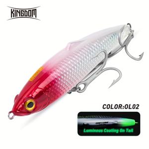 TEMU 1개 킹덤 인공 루어, 야광 코팅 루어, 야간 낚시용, 61g 및 66g 인공 하드 베이트, 트롤링 참치 낚시 장비, 120 및 150mm 바닷물 펜슬 루어