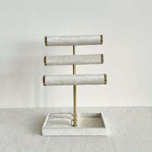 TEMU 1개 3단 천으로 감싼 금속 프레임 보석 전시대 - 귀걸이, 팔찌, 반지 정리함 - 우아한 홈 데코 & 여성 선물용 소중품 보관함, 고급스러운 질감