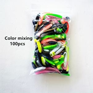 TEMU 100개입 소프트 베이트 혼합 컬러 6cm/2.36인치 싱글 더블 컬러 스레드 T-테일 루어, TD 테일 소프트 베이트 웜, 리얼리스틱 바이오닉 피쉬 루어, 민물 및 바닷물 낚시용, 리얼리스틱 수영 동작과 훅업 율 향상으로 더 나은 낚시 성과