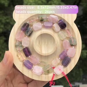 TEMU 2D 플랫 - 8.5X12mm 혼합 로즈 쿼츠 플루오리트 비즈 플랫 직사각형 비즈, 천연 불규칙 사각형 루스 스페이서 비즈, 주얼리 제작 팔찌 목걸이용. 웨딩/ 할로윈/ 파티 장식 비즈, 기념일 생일 선물