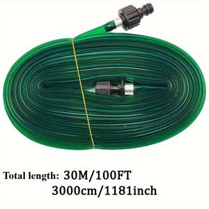 TEMU 30m/100ft, 정원용 호스, 고효율 점적 관수 호스 - 미국/유럽 커넥터, 정원 물주기 호스, PVC 호스, 잔디, 화단, 발코니 등 다양한 용도에 적합