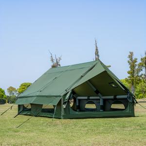 TEMU 12Sq 핸드 펌프 포함 팽창식 캠핑 텐트, 간편 설치 야외 팽창식 텐트 6-8인용 옥스포드 4계절 글래мп링 에어 텐트 캐빈 하우스 (메시 창 & 문 포함)