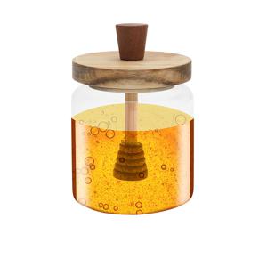 TEMU 1개 꿀 보관 용기, 나무 뚜껑 꿀통, 유리 꿀 용기, 500ml 꿀 용기, 꿀 스푼 포함, 맛있는 와플을 위한 최고의 동반자, 선물, 집들이 선물, 시럽 보관 용기, 좋은 밀봉 꿀