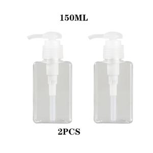 TEMU 2개 세트 100ml & 150ml 리필 가능 스퀴즈 병 디스펜서, 누수 방지 평면 사각 플라스틱 로션 펌프 병, 에센셜 오일, 비누, 로션, 샴푸용, 투명