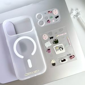 TEMU 휴대폰 케이스 - 스티커와 탈착식 무광 투명 마그네틱 휴대폰 케이스가 포함된 아이폰 17 Pro Max, 17 Pro, 17 Air, 16, 15, 14, 그리고 13 Pro Max용 디자인. 무선 충전을 지원하는 투명 커버가 특징입니다.