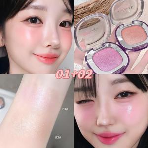 TEMU 1+1블링블링 촉촉 , 샤이니한 , 프레시하게 , 하이라이터 섀도우, 코 하이라이터, 페이스 하이라이터 01+02, 2개입