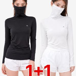 TEMU (1+1)( 2장세트! ) 여성 냉감 등산/골프 아웃도어 시원한 쿨링 자외선차단 긴팔 티셔츠 올커버(W5OPST38)