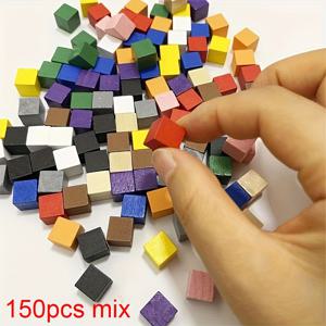 TEMU 150개 10mm 랜덤 색상 나무 큐브 주사위, 체스 말, 직각 디자인, 공예 프로젝트, 토큰, 퍼즐 게임, 보드 게임, 전략 게임용으로 이상적, 수집가와 플레이어를 위한 클래식 게임 추가 아이템