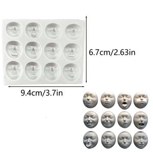TEMU 클레이 실리콘 몰드, 1개 3D 12cav 예술적인 얼굴 표정 몰드, DIY 수제 실리콘 몰드, 특별한 휴일 장식 도구, 점토, 비누, 수지, 양초용 실리콘 몰드에 적합